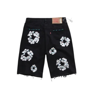 Denim Tears Cotton Wreath Studded Denim Shorts Black