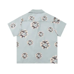 Denim Tears Cotton Wreath Short Sleeve Shirt Light Blue Clean Resort