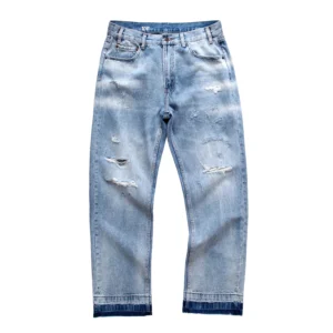 Denim Tears Distressed Washed Denim Jeans Light Blue