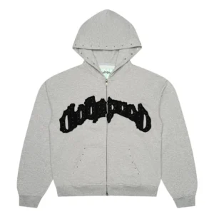 Godspeed Studded Logo Zip Hoodie Grey