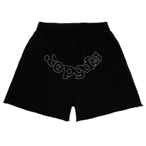 Sp5der OG Logo Embroidered Sweatshort in Black