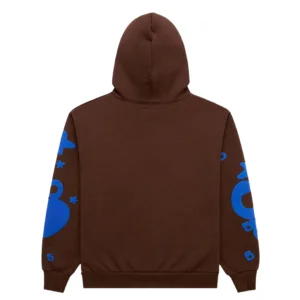 Sp5der Star Graphic Hoodie Brown Blue