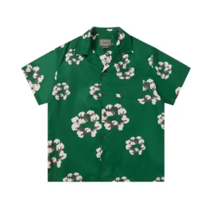 Denim Tears Cotton Wreath Short Sleeve Shirt Green Fresh Statement