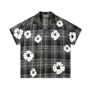 Denim Tears Cotton Wreath Plaid Short Sleeve Shirt Grey Mono Check