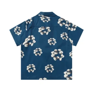 Denim Tears Cotton Wreath Short Sleeve Shirt Blue Street Core