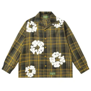 Denim Tears Cotton Wreath Plaid Long Sleeve Shirt Yellow Vintage Check