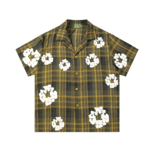 Denim Tears Cotton Wreath Plaid Short Sleeve Shirt Yellow Vintage Check