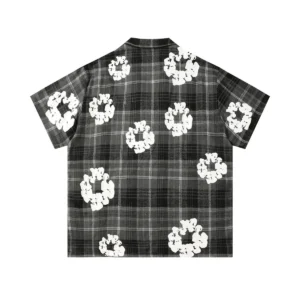 Denim Tears Cotton Wreath Plaid Short Sleeve Shirt Grey Mono Check