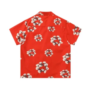 Denim Tears Cotton Wreath Short Sleeve Shirt Red Bold Summer