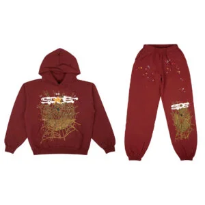 Sp5der Logo Tracksuit Maroon