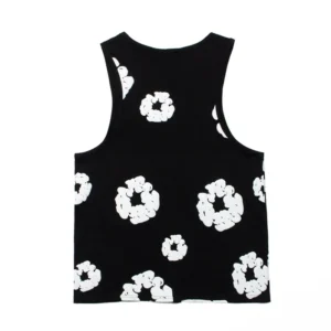 Denim Tears Cotton Wreath Tank Top Black (White Print)