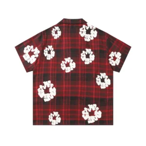 Denim Tears Cotton Wreath Plaid Short Sleeve Shirt Red Classic Check