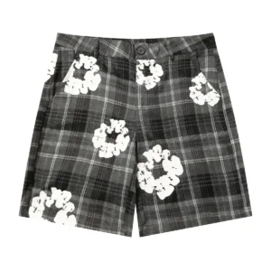 Denim Tears Cotton Wreath Plaid Shorts Grey Mono Check