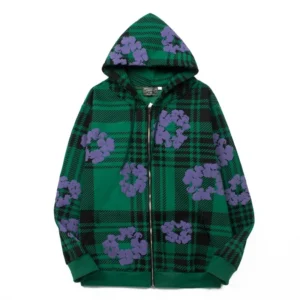 Denim Tears Cotton Wreath Plaid Zip Hoodie Green