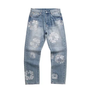 Denim Tears Cotton Wreath Rhinestone Denim Jeans Light Blue