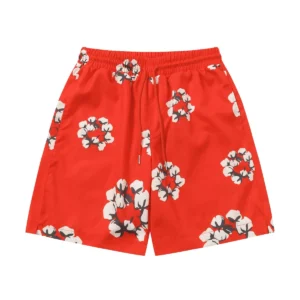 Denim Tears Cotton Wreath Shorts Red Bold Statement
