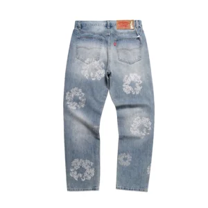 Denim Tears Cotton Wreath Rhinestone Denim Jeans Light Blue