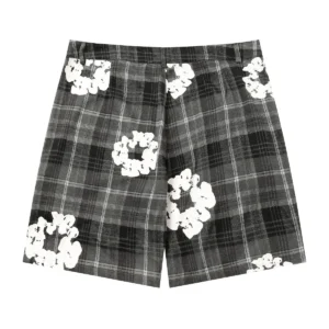 Denim Tears Cotton Wreath Plaid Shorts Grey Mono Check