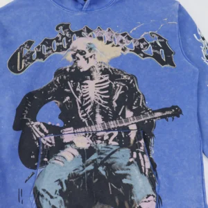 Godspeed Skeleton Guitar Hoodie Blue