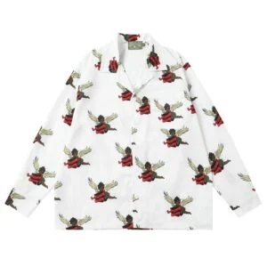 Denim Tears Allover Angel Print Shirt White Graphic
