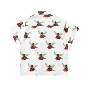 Denim Tears Allover Angel Print Short Sleeve Shirt White Graphic