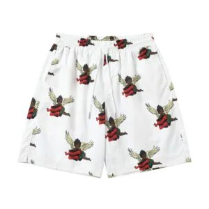 Denim Tears Angel Print Swim Shorts White Red Graphic Edition