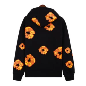 Denim Tears Cotton Wreath Hoodie Black Flame Print