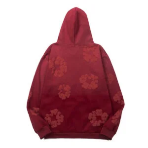 Denim Tears Cotton Wreath Hoodie Red Vintage Wash