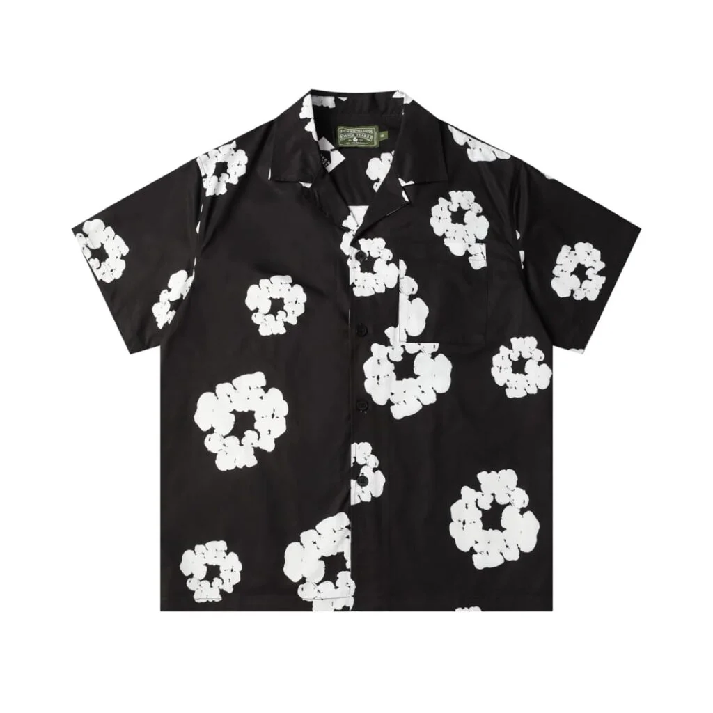 Denim Tears Cotton Wreath Short Sleeve Shirt Black Resort Core