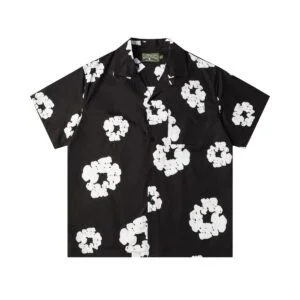Denim Tears Cotton Wreath Short Sleeve Shirt Black Resort Core