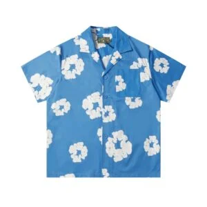 Denim Tears Cotton Wreath Short Sleeve Shirt Blue Coastal Edition