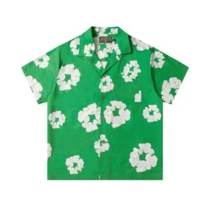 Denim Tears Cotton Wreath Short Sleeve Shirt Green Fresh Resort