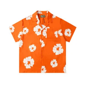 Denim Tears Cotton Wreath Short Sleeve Shirt Orange Heat Resort