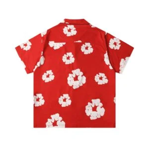 Denim Tears Cotton Wreath Short Sleeve Shirt Red Statement Summer