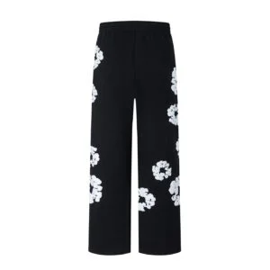 Denim Tears Cotton Wreath Straight Sweatpants Black Wide Fit