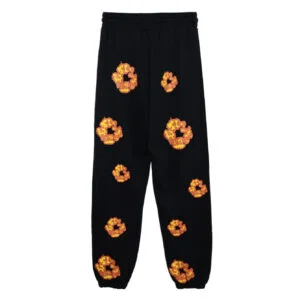Denim Tears Cotton Wreath Sweatpants Black Flame Print