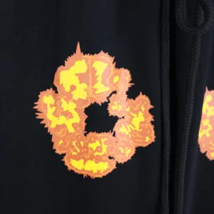 Denim Tears Cotton Wreath Sweatpants Black Flame Print