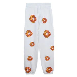 Denim Tears Cotton Wreath Sweatpants White Flame Print