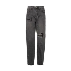 Denim Tears Washed Black Distressed Straight Jeans Paint Detail