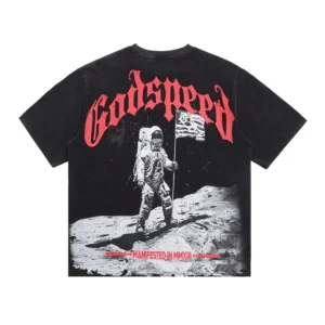 Godspeed Astronaut Moon T-Shirt Black