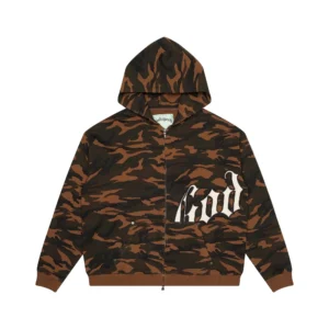 Godspeed Camo Logo Zip Hoodie Brown