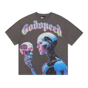 Godspeed Cyber Skull T-Shirt Brown
