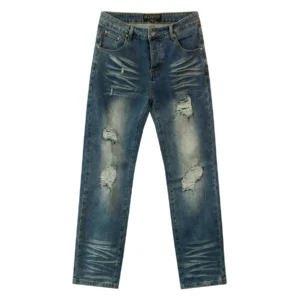 Godspeed Distressed Logo Denim Jeans Blue