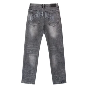 Godspeed Distressed Logo Denim Jeans Grey