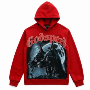 Godspeed Doberman Moon Hoodie Red
