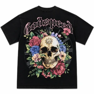 Godspeed Floral Skull T-Shirt Black