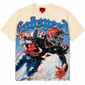 Godspeed Football Graphic T-Shirt Beige