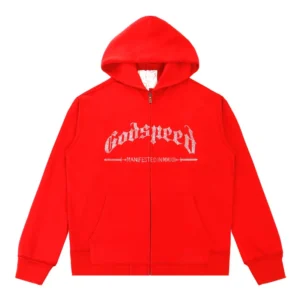 Godspeed Gothic Logo Zip Hoodie Red