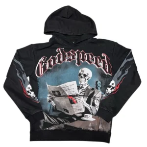 Godspeed Newspaper Skull Hoodie Black