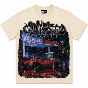 Godspeed Night Drive Gas Station T-Shirt Beige